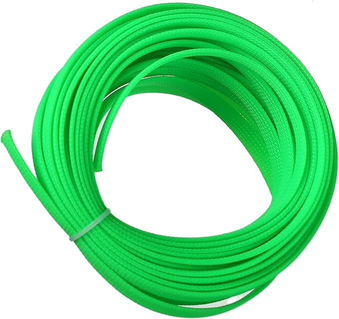 Aicosineg 32.8FT PET Braid Cable Sleeving Flexible Wire Mesh Sleeve Wire Braided Protective Sleeve Wrap Protector for Power Cord Protection Flame Retardant Cable Manage Green
