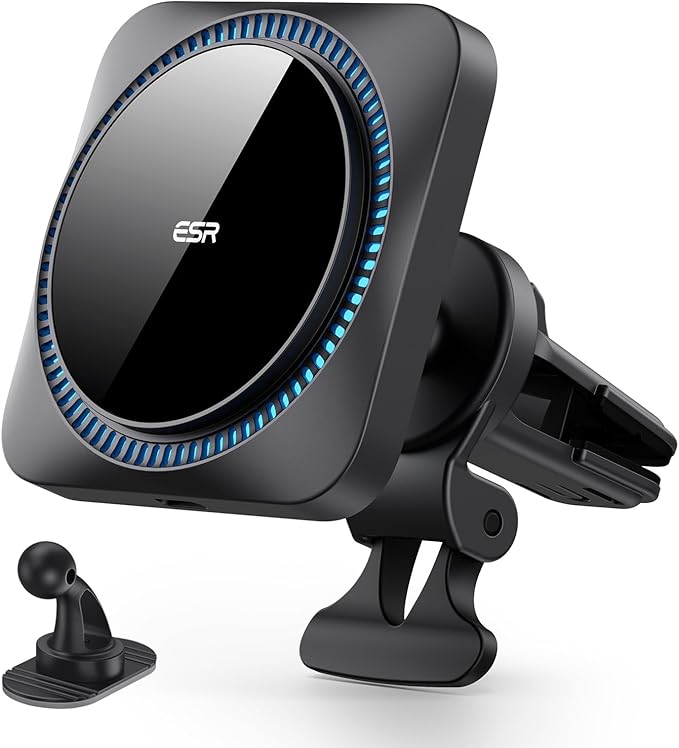 ESR for MagSafe Car Mount Charger with CryoBoost, Phone Cooling MagSafe Car Charger, Magnetic Wireless Car Charging, Air Vent/Dashboard Car Phone Holder for iPhone 17e/17-12, S26/S25, Fast Charging