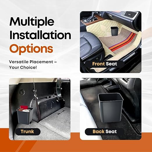 Car Trash Can Waterproof Vehicle Garbage Bin, Leakproof Anti Slip Floor Mat Clip Trash Bag Holder for Car, Truck, SUV, Van Portable Auto Trash Container with Stability Clips (Gray with Cover, Small)