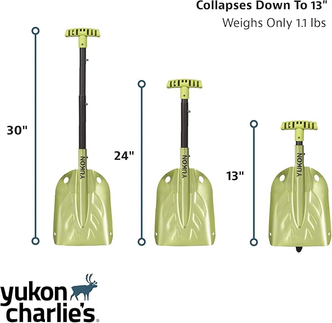 Yukon Charlie's Collapsible Snow Shovel, Lightweight Snow Shovel for Camping, Car, Emergency Kit
