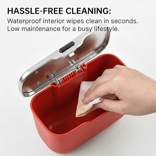 Car Trash Can with Lid - Leakproof Hanging Car Garbage Bin for Door & Seat Back - Waterproof Auto Trash Bag & Multifunctional Storage Organizer for SUV, Truck, Sedan (Red)
