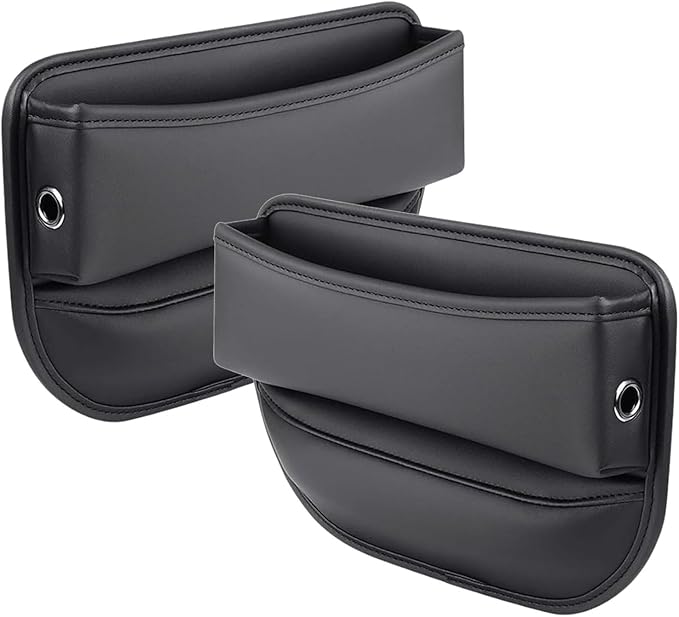2 Pack Car Seat Gap Filler Organizer For Jeep Grand Cherokee 2011-2026, Leather Car Seat Storage Box, Console Side Pocket Between Seats, Car Accessories For Phones Keys Cards,Black