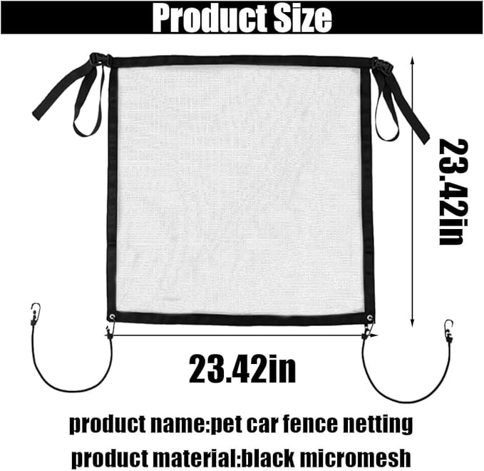 JOYCOURT Car Dog Barrier Net, Auto Protection Fence Net Backseat Mesh Pet Barrier, Car Stretchable Obstacle Mesh Divider Net Car Adjustable Safety Mesh for Most Cars, Trucks, SUVs (23"×23")