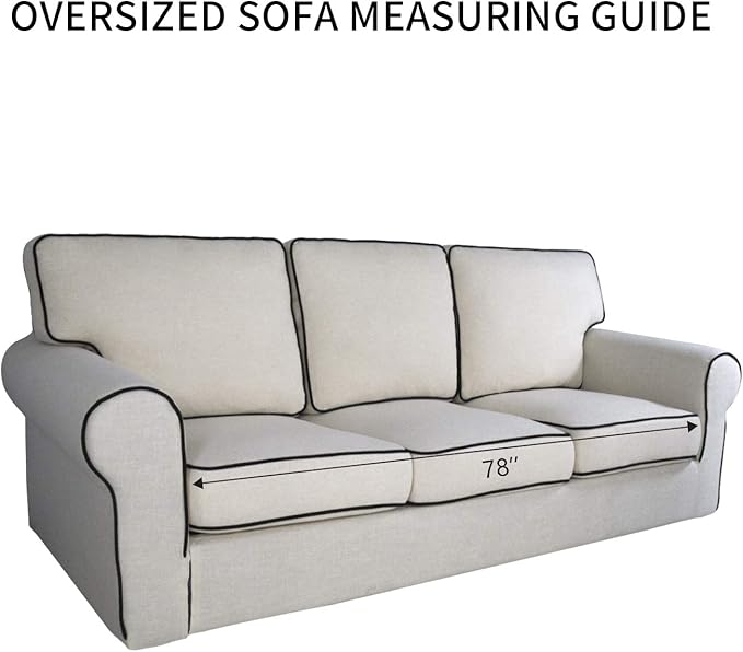 PureFit Reversible Quilted Sofa Cover, Water Resistant Slipcover Furniture Protector, Washable Couch Cover with Non Slip and Elastic Straps for Kids, Pets (Oversized Sofa, Light Gray/Ivory)
