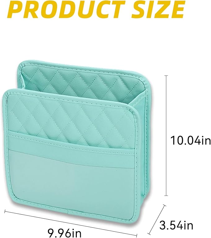 Car Seat Back Hanging Bag, PU Leather Automotive Seat Back Organizer, Multipurpose Vehicle Travel Essentials Accessories for Kids & Adults, Universal for Most Cars (Green)