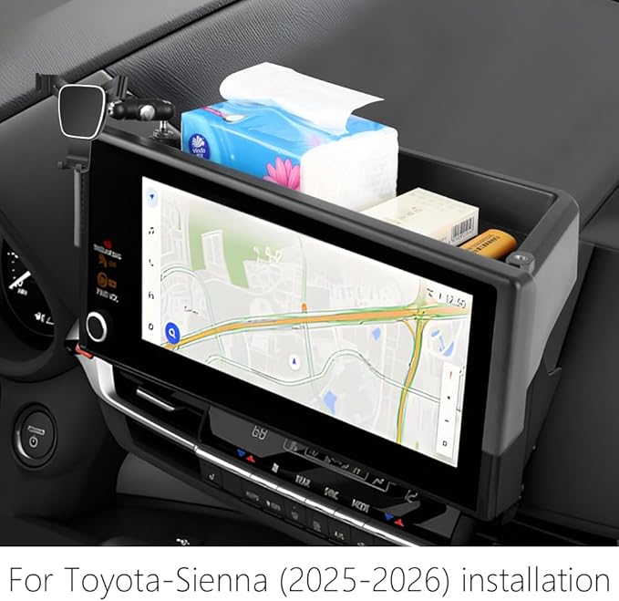 Car Phone Holder Center Console Organizer For Toyota Sienna 2025 2026【12.3-inch Screen，Not Fit LE 8-inch Screen】 Auto Accessories Navigation Bracket Interior Decoration Screen Mobile Cell Mount case