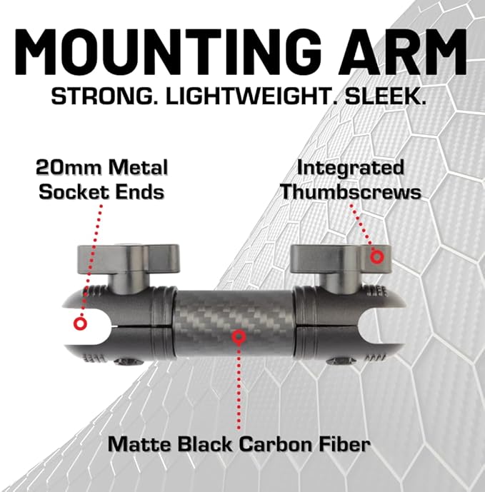 Bulletpoint Mounting Solutions Dash Mount 4.7" Arm Compatible with iPhone and Android Smartphones - Fits 20mm Attachment Ball (Matte Black Carbon Fiber)