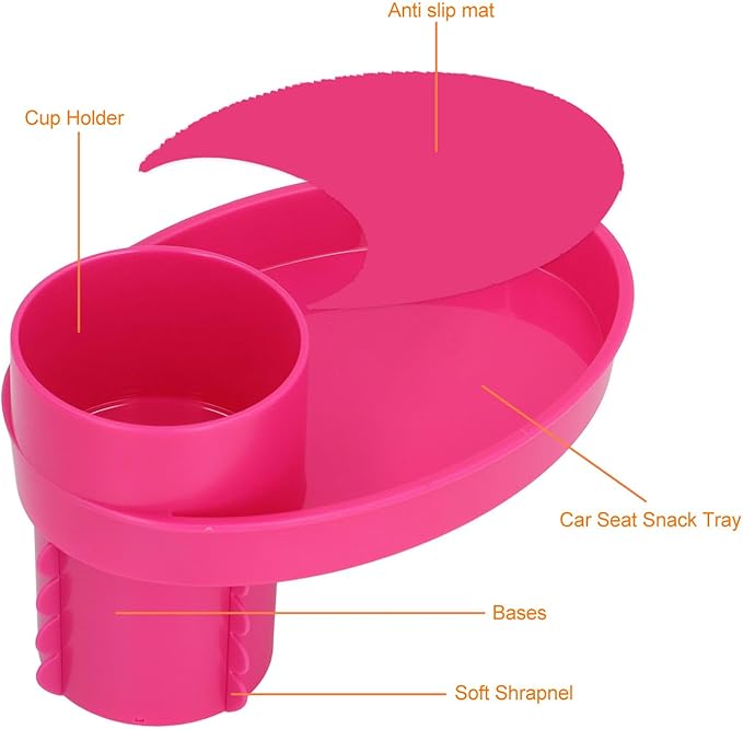 Asixxsix Car Seat Snack Tray, Travel Tray for Kids Car Seat, Stroller, Booster and Anywhere with Cup Holder, Cup Holder Tray for Snacks, Car Seat Tray for Kids Travel, Toddler Road Trip