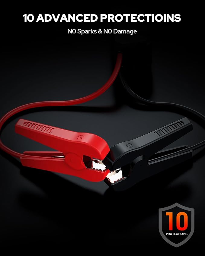 BOOKOO Car Battery Jump Starter,4500A Portable Car Jumper Starter for upto 10L Gas and 8L Diesel Engines,12V Jump Box with Jumper Cables,USB QC3.0,128W DC Port,LED Light for Car Trip and Emergency Use