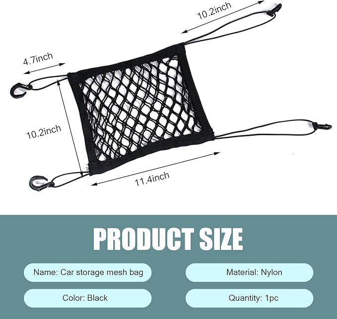 Pack-1 Car Pet Isolation Net Between Front Seats, 11.4" x 10.2" Double Layer Design Storage Net for Sundries Water Cups, Dog Anti-Collision Protection Barrier, Universal for Cars (Black)