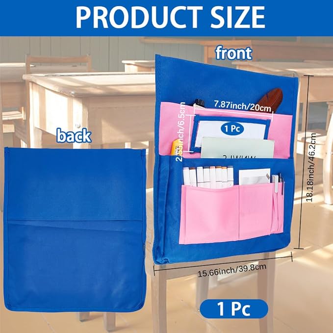 CRASPIRE Classroom Chair Pockets 15.66 x 18.18 inch Pink Chairback Buddy Pocket Chart Desk Buddy Pocket Organizer with Label Slot for School Home Classroom Preschool Daycare