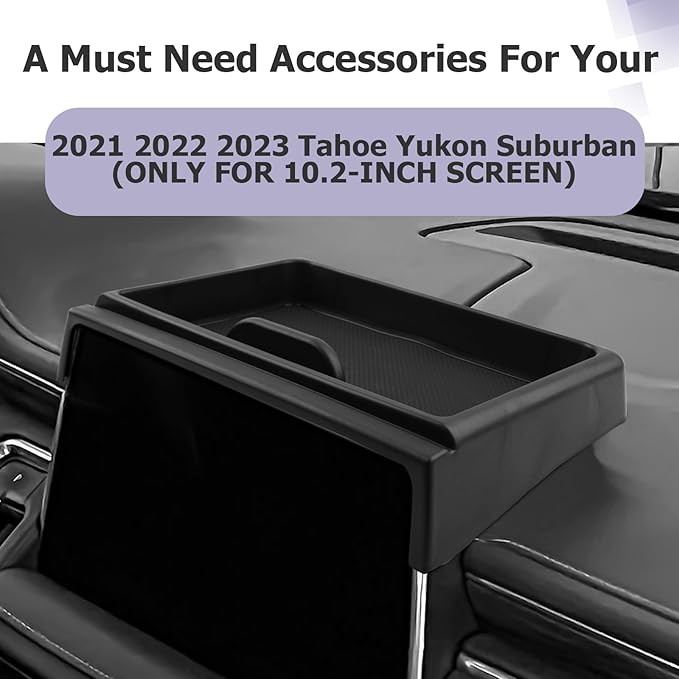 Dashboard Storage Tray Compatible with 2021 2022 2023 Yukon Tahoe Suburban Center Console Display Box Hidden Organizer Tray Behind Screen Tahoe Yukon Suburban Accessories (ONLY for 10.2Inch Screen)