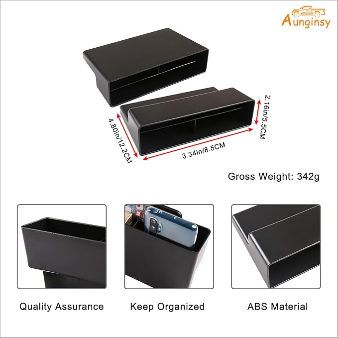 Aunginsy 2Pcs Car Seat Gap Filler Organizer Compatible with Toyota Tundra 2022-2025 2026, Car Front Seat Organizer Truck Side Seat Crevice Gap Filler Storage Box Between Seat & Console ABS Accessories