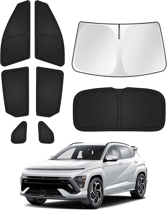 Canvcle Sunshades for Hyundai Kona 2024 2025 2026 Accessories Windshield Sun Shade Side Rear Window Shade Cover Sun Visor Shield Privacy Protection Keep Vehicle Cool Black 8PCS