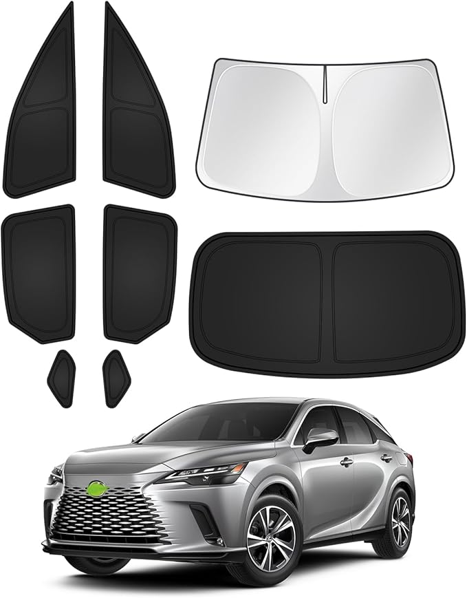 Canvcle Sunshades for 2023-2025 2026 Lexus RX Accessories Windshield Sun Shade Side Rear Window Shade Cover Sun Visor Shield Privacy Protection for Camping Keep Vehicle Cool Black 8PCS