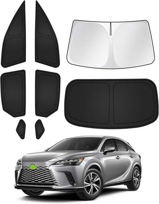 Canvcle Sunshades for 2023-2025 2026 Lexus RX Accessories Windshield Sun Shade Side Rear Window Shade Cover Sun Visor Shield Privacy Protection for Camping Keep Vehicle Cool Black 8PCS