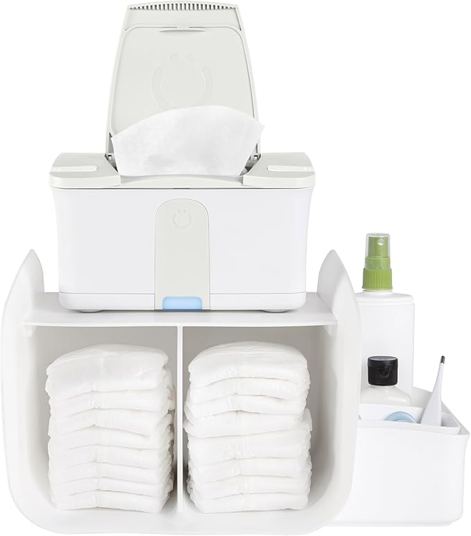 Ubbi Tabletop Diaper Caddy, Diaper Storage, Caddy Organizer, Stores Baby Diapers, Wipes & Baby Accessories, White