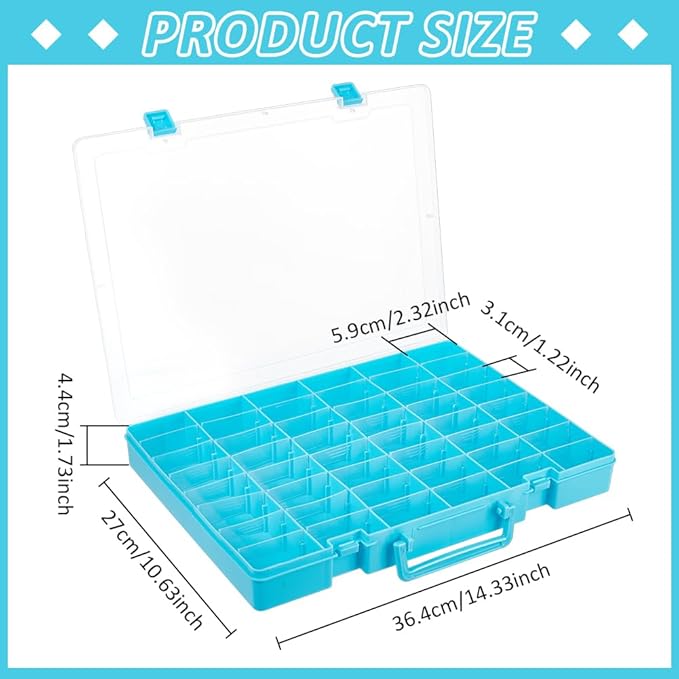 CUTHOLLOW Toy Car Storage Organizer - with 48 Compartments and Adjustable Dividers, Portable Mini Toy Model Cars Display Case Holder for Car Collection, Blue