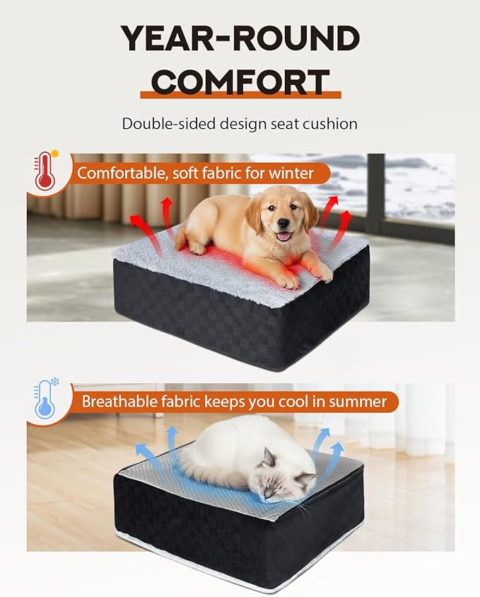 Dog Car Seats for Medium Dogs, All-Season Comfort Dog car Seat Boosters Detachable & Washable Pet Dogs Seat for Cars, SUVs, Easy to Install (Black)