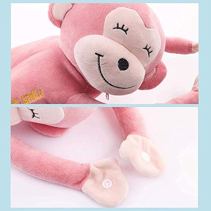 Elephant Tissue Box Cover Plush Tissue Box Holder for Car, Home, Decorative Holder/Organizer for Bathroom Vanity Countertop, Nightstands, Office Desk-Pink Monkey