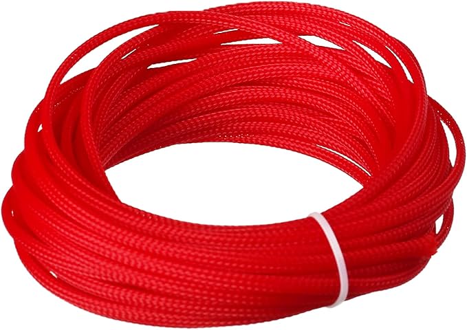 Aicosineg 32.81ft PET Flexible Braided Cable Sleeve 0.16inch Width Wire Loom Sleeving and Organizer Flexible Wire Mesh Sleeve Wrap Protector for TV Audio PC Cords from Pets Chewing Red