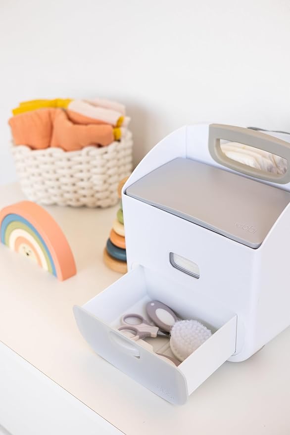 Ubbi Portable Diaper Changing Station Diaper Storage Caddy Organizer with Folding Changing Mat, Stores Baby Diapers, Wipes and Baby Accessories, Gray