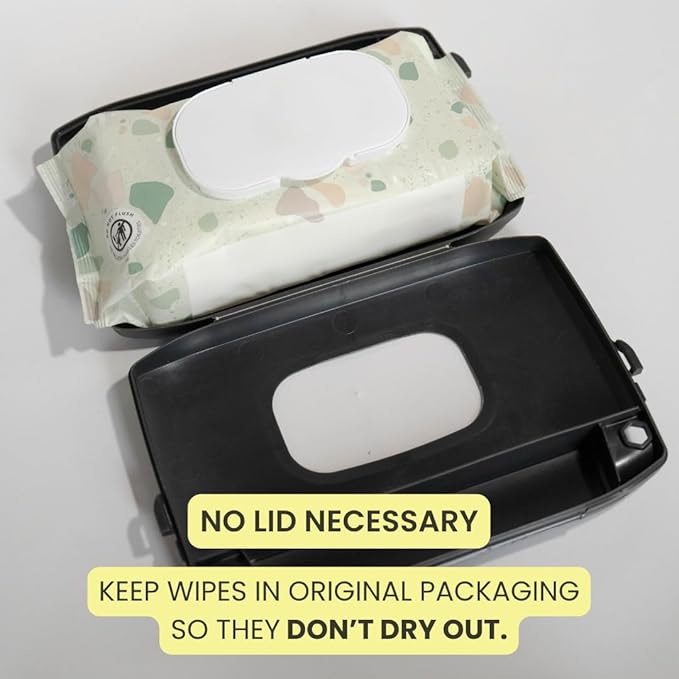 Bee Babe Co. On-The-Go Wipes Dispenser, Travel Wipes Case, Includes Temporary Trash Compartment, Must Have Diaper Bag Accessories, Car Trash Can, Reusable Baby Wipes Holder, Portable Wipe Dispenser