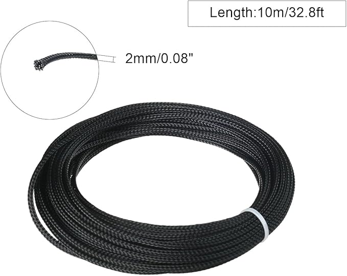 Aicosineg Cable Sleeve Braided Sleeving PET Wire Loom Tubing Cable 32.81ft-1/8inches Wrap Protector for HiFi Audio and Video Headphone Cable Protect Wires from Chewing of Pets Black