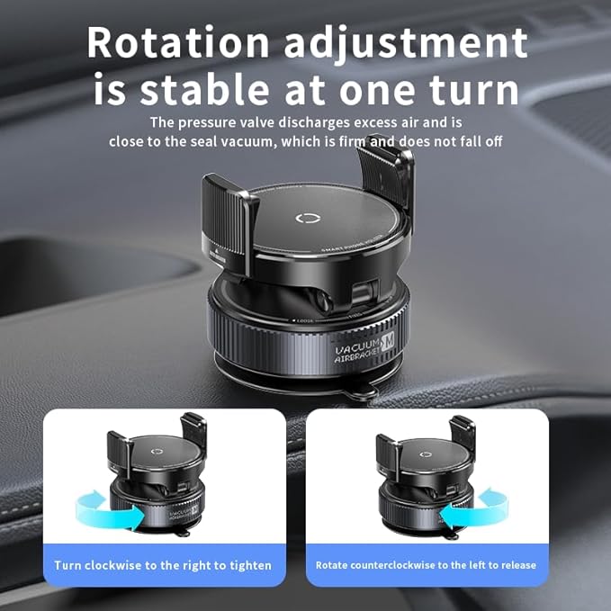 Upgraded 360° Nano Gel Vacuum Phone Holder for Dashboard Reinforced Suction Cup (Ultra-Strong Suction), Cell Phone Holders for Your Car/Gym/Mirror Car Phone Mount for iPhone & Android Phones