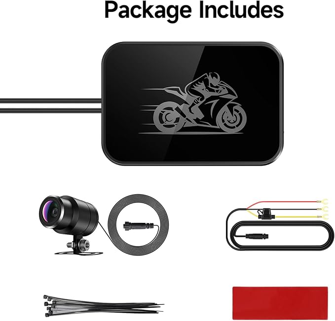 Motorcycle Dash Cam, 2K Ultra HD Front Dash Camera for Motorcycle, IP67 Waterproof, Loop Recording 24H Parking Monitor Wide Angle Night Vision with App Control, Max Support 128 GB