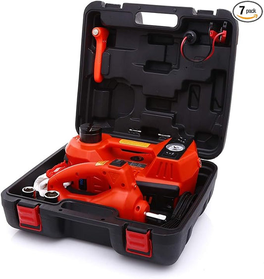 STANDTALL Electric Car Jack Kit 5 Ton 12V Hydraulic Jack Floor Jack with Impact Wrench and Tire Inflator Pump Lift with LED Light for SUV Sedan Truck Road Emergency Tire Change
