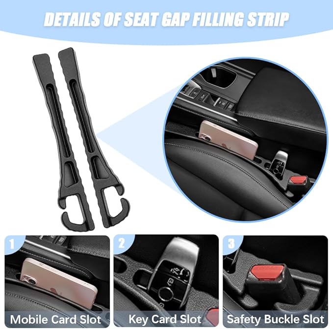 Pincuttee 2PC Car Seat Gap Fillers, Universal Fit for SUV, Truck - Fill Gap Between Seat and Console