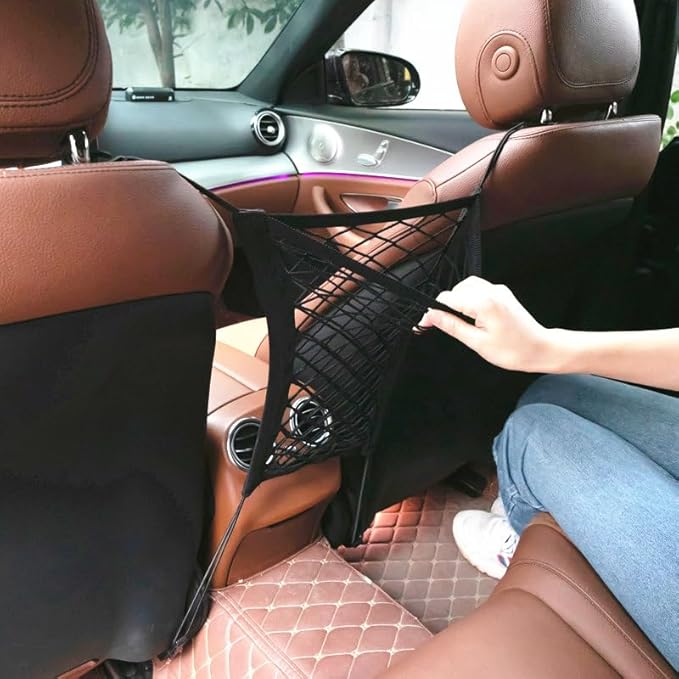 Car Dog Barrier Universal Dog Barrier Net Car Seat Net & Storage Bag Tear Resistant Pet Mesh Barrier Car Back Seat Organizer Easy to Install Dog Fence Safety Car Divider for Cars SUVs Vans Traveling