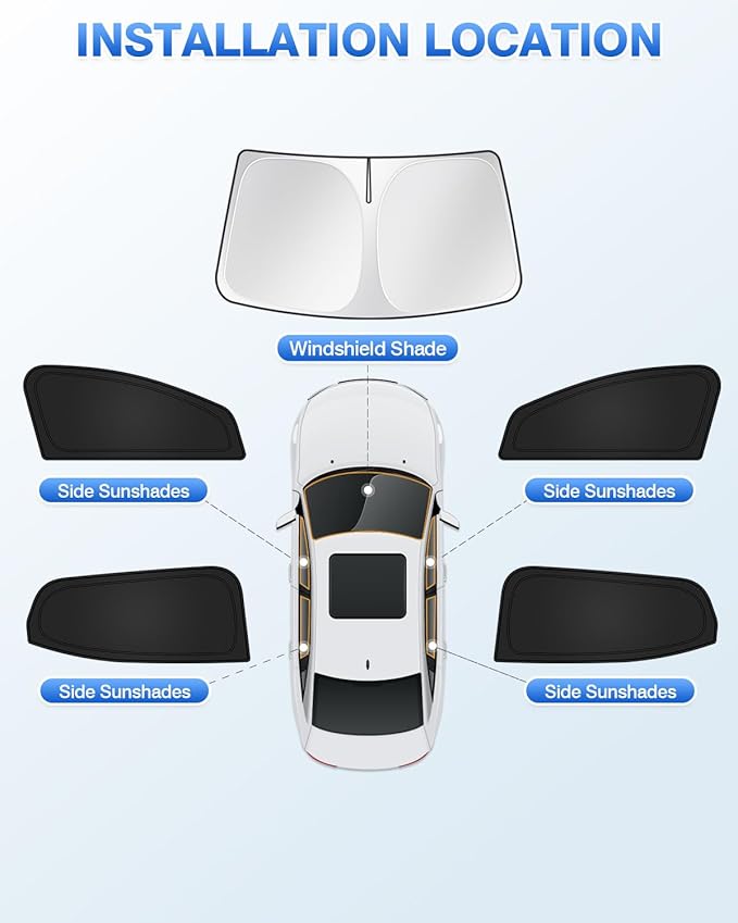 Canvcle Sunshades for 2024-2025 2026 Chevrolet/Chevy Equinox EV Accessories Windshield Sun Shade Side Rear Window Shade Cover Sun Visor Shield Privacy Protection for Camping Keep Vehicle Cool 5PCS