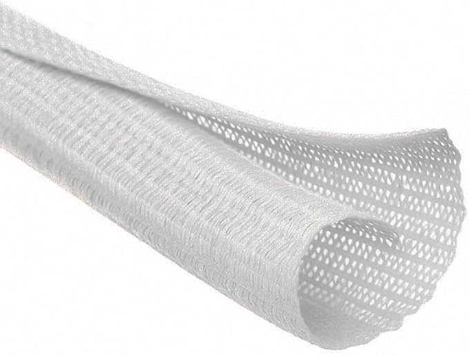 MGI SpeedWare Braided Split-Sleeve White Wire Loom for High-Temperature Automotive Harness and Home Cable Management 10 feet (1")
