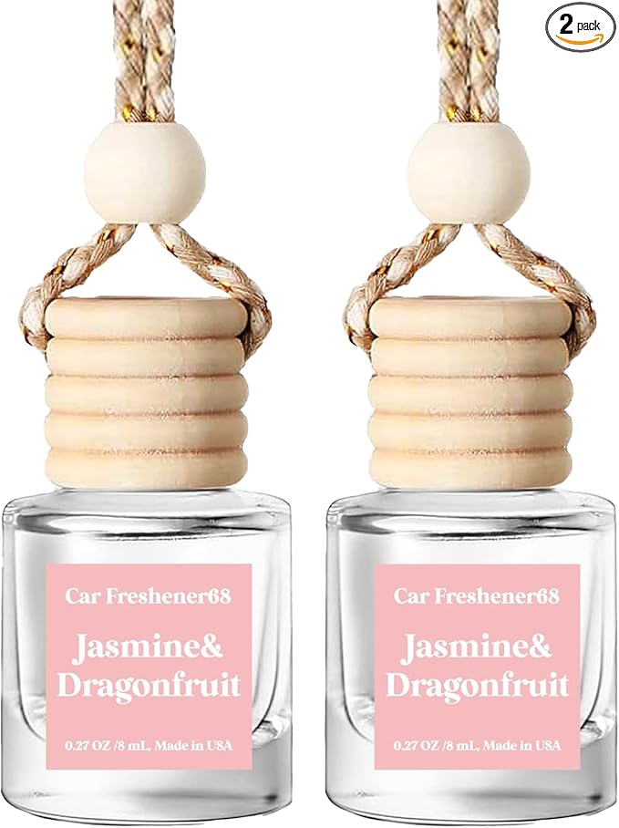 C Classy Car Air Freshener Hanging 2 Pack, Jasmine Essential Oil Diffuser, Long-Lasting Fragrance, Cute Car Accessories for Women & Men, Made in USA
