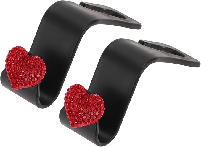 Car Seat Headrest Hook Interior Accessories for Most Car, SUV, Truck Car Seat Back Organizer Hooks Plastic Rhinestone Sturdy Red 2.4"x1.26"