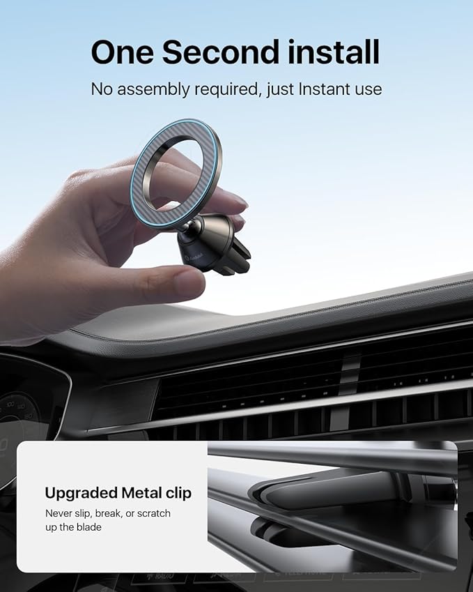 andobil for Magsafe Car Mount [Strongest Magnet, Easy Install] All Metal Magnetic Car Phone Holder for iPhone 17/16/15/14/13 Pro Max, 360° Air Vent Cell Phone Holder Car for Samsung Galaxy S26/S25/S24