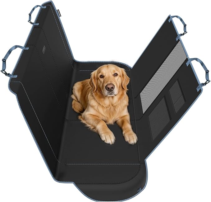 Skechers Dog Car Seat Cover for Pets GOGA MAT, Seat Extender for Dogs Waterproof Seat Cover Hammock Heavy Duty Scratch Proof Nonslip Durable Back Seat Covers for Cars Trucks and SUVs,Black