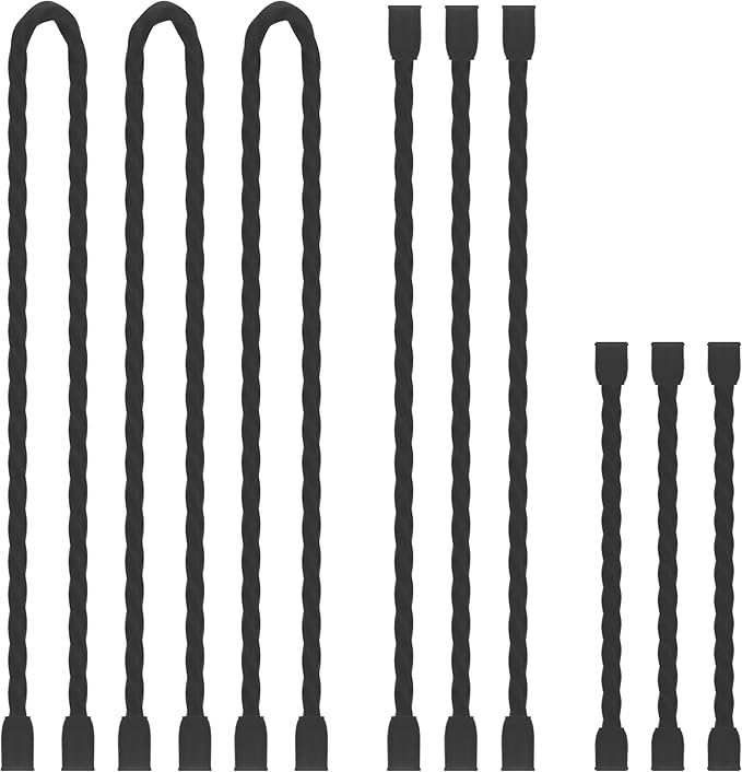 TRIPLE DEER 9Pcs 3-12 Inch Silicone Cable Ties Colorful Reusable Steel-Core Silicone Twist Gear Tie Straps for Bundling and Organizing, Bendable Holder Strap for Indoor and Out All Purpose, Black