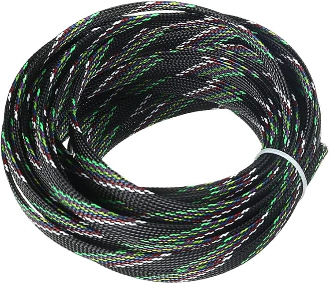 Aicosineg Cable Sleeve Braided Sleeving PET Wire Loom Tubing Cable 32.81ft-2/5inches Wrap Protector for HiFi Audio and Video Headphone Cable Protect Wires from Chewing of Pets Multicolor