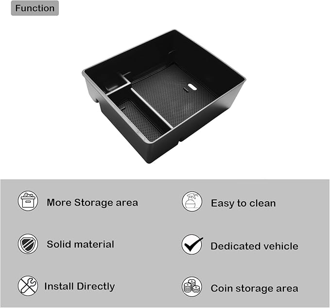 HGWEI Compatible with GMC Acadia Center Console Organizer 2017-2019 2020 2021 2022 2023 Acadia SL SLE SLT Denali AT4 Interior Accessories, ABS Armrest Storage Box Insert Tray, Black