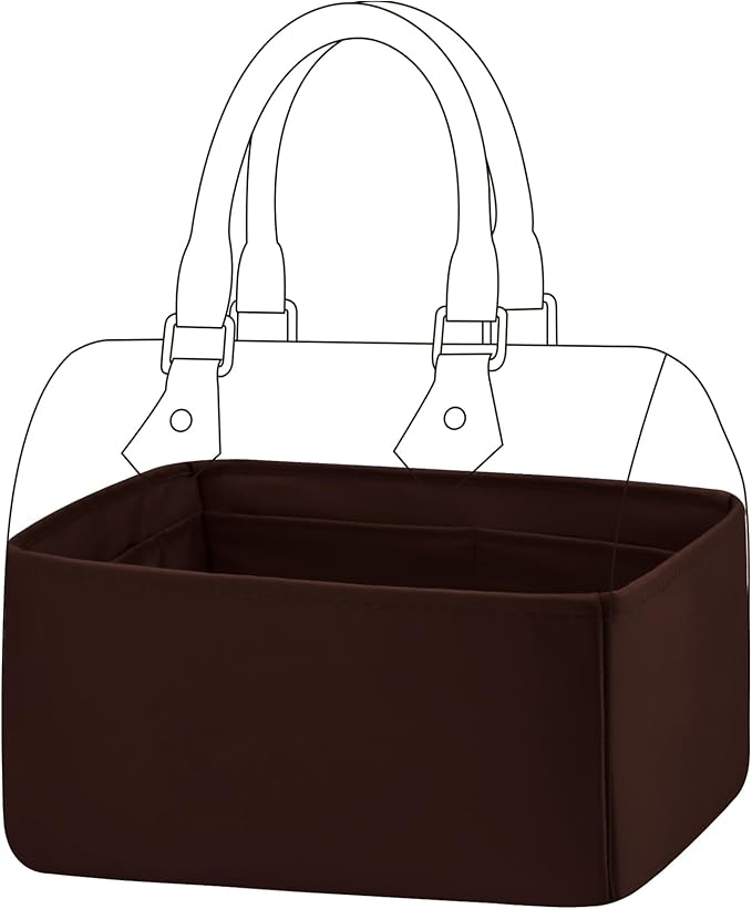DGAZ Silk Purse Organizer Insert Fits LV Speedy 16/20/25/30/35/45 bags，Silky Smooth Bag Organizer，Luxury Handbag & Tote Shaper（Global Brown，SP35）