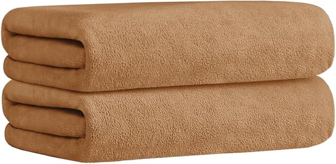 JML Microfiber Bath Towels, Bath Towel 4 Pack 30" x 60", Oversized, Soft, Super Absorbent and Fast Drying, Bathroom Towel Set for Sport, Fitness, Yoga, Beige