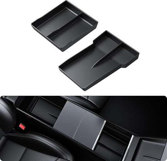 BASENOR 2026-2024 Tesla Model 3 Highland Lower Center Console Organizer Tray, (Proprietary Design) TPE Bottom Console Storage Box Pad for Model 3 Refresh Interior Accessories