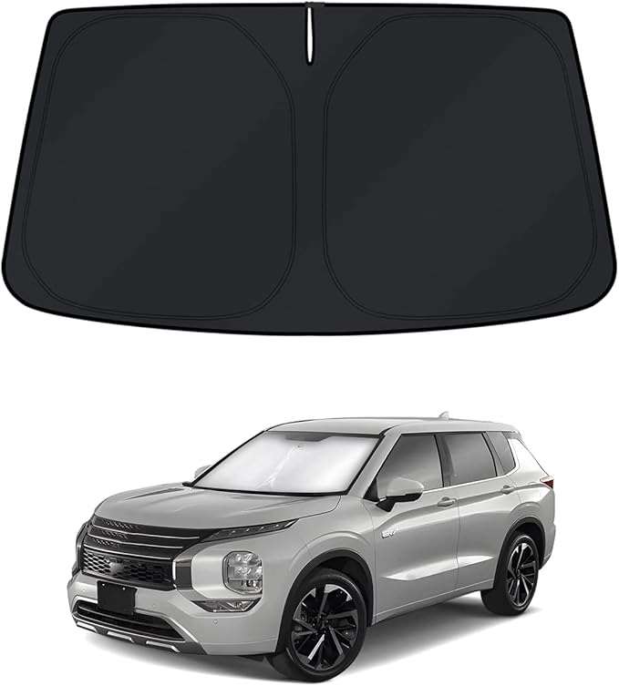 KUST Windshield Sun Shade for Mitsubishi Outlander 2022-2024 2025 2026 Window Accessories Shade Sun Visor Foldable Block UV Rays Keep Car Cooler