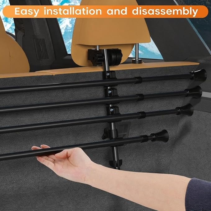 Pet Barrier for Car, Car Safety Gate Dog Barrier, Universal Pet Partition, Trunk Guard for Dogs, Adjustable 12-20 x 31-47inch, No Reassembly, Pet Divider for Active Pet, Protects Car Interior