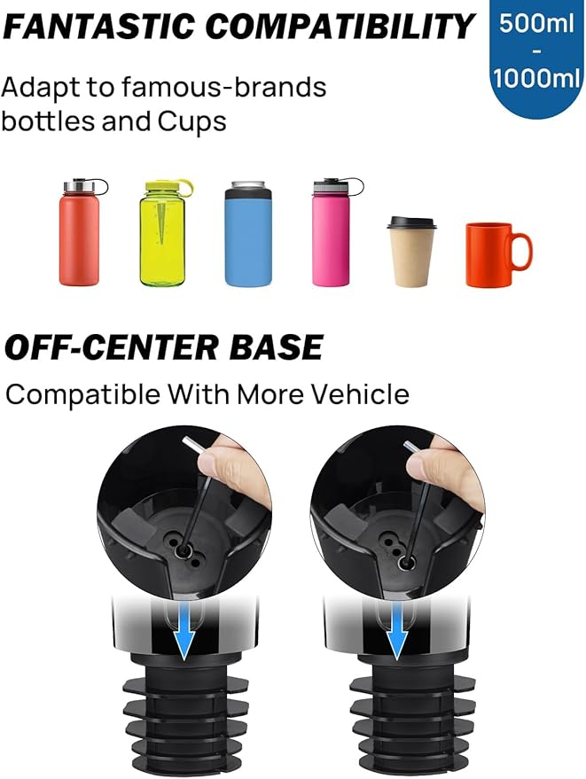 JOYTUTUS Cup Holder Phone Mount for Car, Car Cellphone Large Adapter Long Arm with 360 Degree Rotation, Compatible iPhone, Samsung & All Smartphones,Black,2 Pack