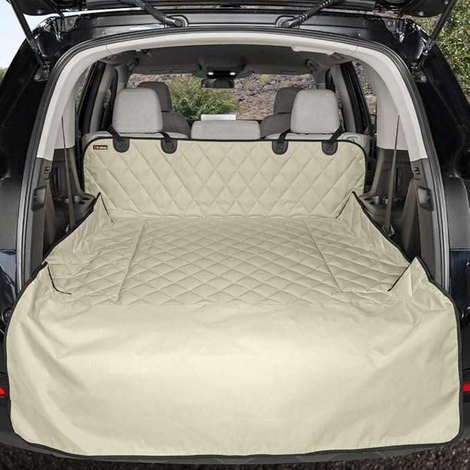 4Knines SUV Cargo Liner for Dogs – Dog Trunk Cover – Heavy-Duty, Waterproof Pet Seat Protector – Durable Cargo Liners for Dogs – USA-Based Company - Extra Large (Tan)