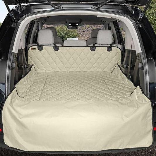 4Knines SUV Cargo Liner for Dogs – Dog Trunk Cover – Heavy-Duty, Waterproof Pet Seat Protector – Durable Cargo Liners for Dogs – USA-Based Company - Extra Large (Tan)